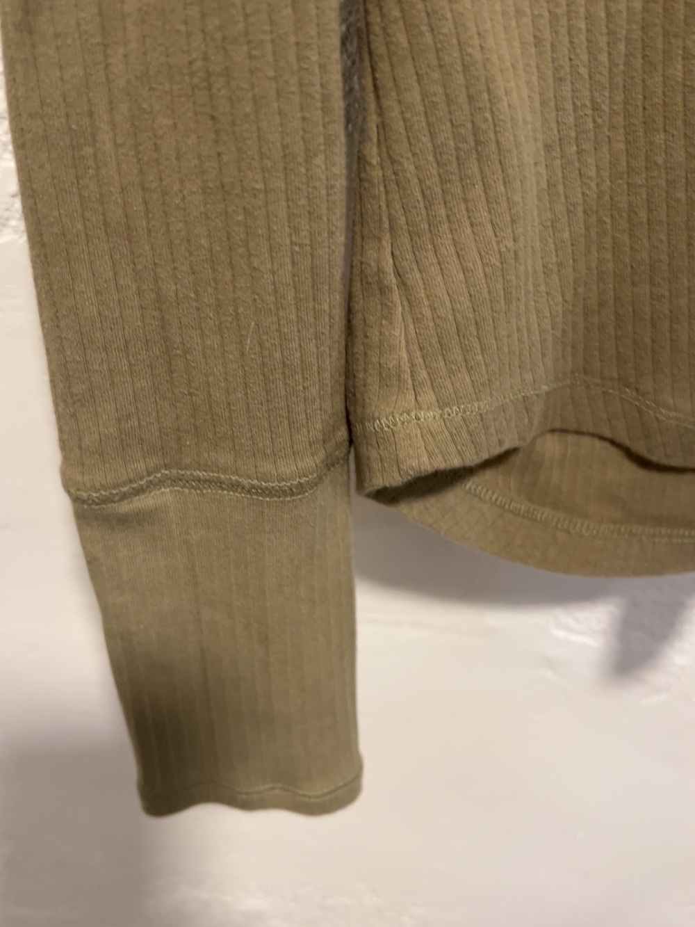 Free People Olive Ribbed Notch V-Neck Long Sleeve Top - Picture 4 of 4